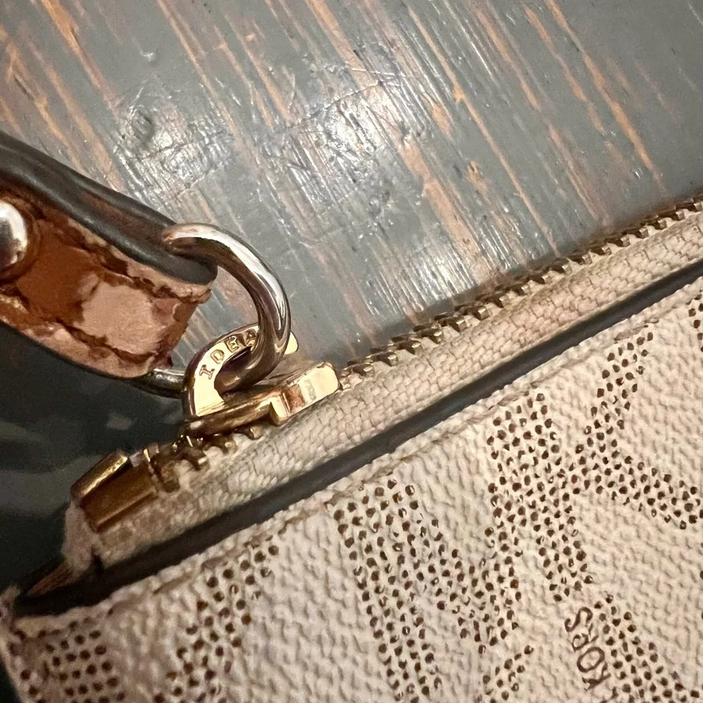 Michael Kors Cream and Brown Logo Wristlet - Picture 5 of 5